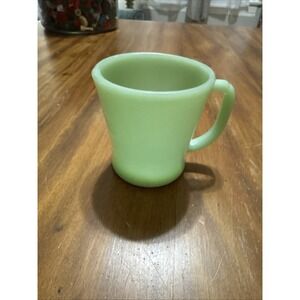 Fire King Oven Ware USA Green Jadeite D Handle Milk Glass Coffee Mug Vintage